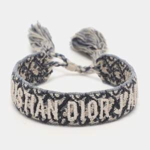 Dior Blue/Beige Woven Cotton Oblique J'Adior Friendship Bracelet