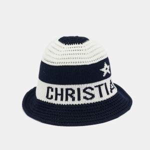 Christian Dior Logo Cotton Knit D-Tulipe Cloche Hat S