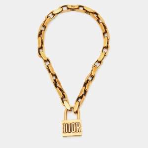 Christian Dior Lucky Locket Gold Tone Choker Necklace