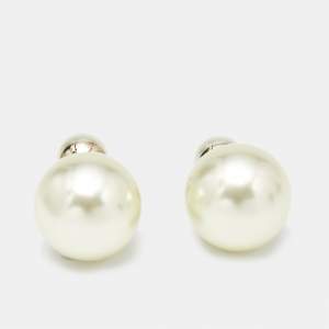 Dior Tribales Faux Pearl Gold Tone Stud Earrings