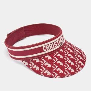 Dior Red Oblique Jacquard Canvas Visor Cap (56 cm)