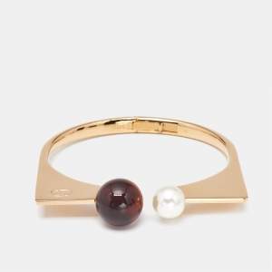 Dior Tribales Resin Faux Pearl Gold Tone Bracelet M