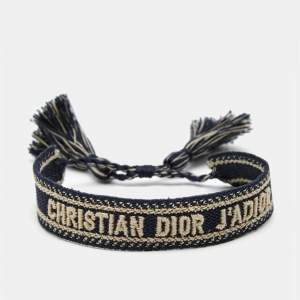 Dior J'adior Navy Blue Embroidered Fabric Bracelet