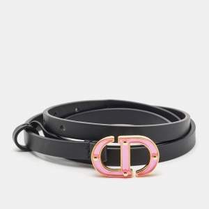 Dior Black Leather CD Logo Slim Belt 75 CM