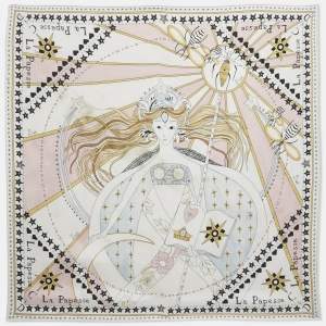 Christian Dior White Silk La Papesse Tarot Scarf 