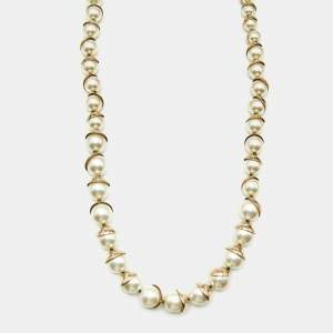 Dior Mise en Dior Faux Pearl Gold Tone Necklace