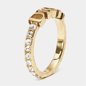 Dior Dio(r)evolution Crystals Gold Tone Ring Size 52.5