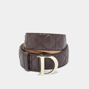 مملوكة مسبقًا Dior Brown Cannage Leather D Buckle Belt 90 CM