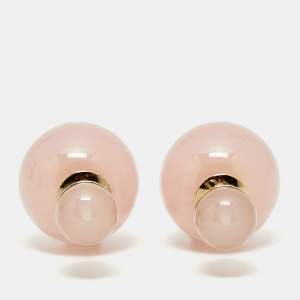 Pre Owned Dior Tribales Pink Resin Gold Tone Stud Earrings