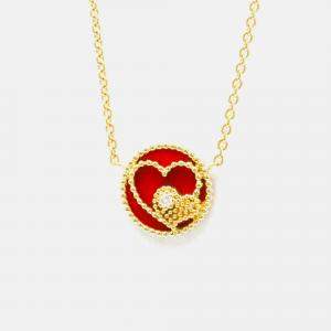 Pre Owned Dior Rose Des Vents Heart 18K Yellow Gold Pendant Necklace