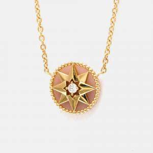 Pre Owned Christian Dior Rose Des Vents 18K Pink Gold Diamond Opal Pendant Necklace