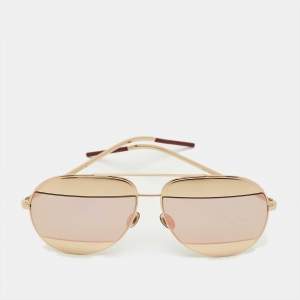 Pre Owned Dior Gold Tone Mirrored 0000J Split1 Aviator Sunglasses