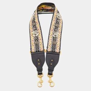 Pre Owned Dior Multicolor Studded Canvas and Leather Bohemian Inspired Shoulder Strap