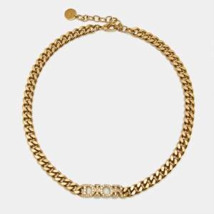 Pre Owned Dior Dio(r)evolution Crystals Gold Tone Choker