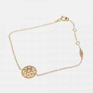 Pre Owned Christian Dior Rose Des Vents Rose Quartz 18K Pink Gold  Diamond Quartz Charm Bracelet