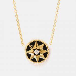 مملوكة مسبقًا Christian Dior Rose Des Vents 18K Pink Gold Onyx Fashion Pendant Necklace