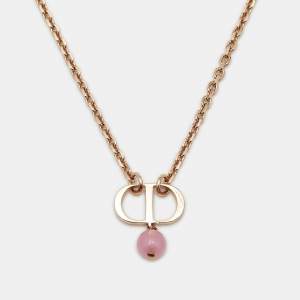 Pre Owned Dior Petit CD Bead Rose Gold Tone Neckace