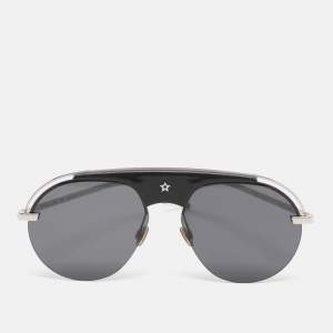 Pre Owned Dior Black Silver Tone Metal CSA2K Dio(r)evolution Round Sunglasses