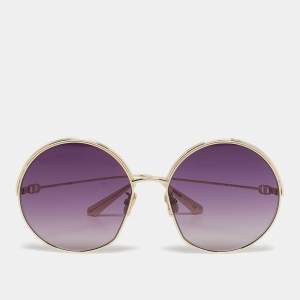 Pre Owned Dior Purple/Gold Tone Everdior R1U Round Sunglasses