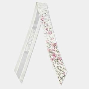 Pre Owned Christian Dior Grey Floral Print Silk Mitzah 