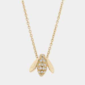 Pre Owned Dior Rose Dior Pre Quattro Collection Bee Diamond Necklace 18K Yellow Gold