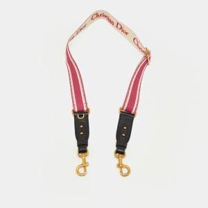 مملوكة مسبقًا حمالة حقيبة كتف ديور كحلي/أسود قماش مطرز وجلد