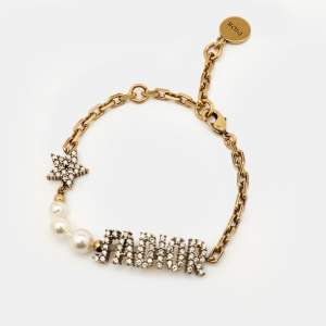مملوكة مسبقًا Dior J'adior Faux Pearl Crystal Gold Tone Bracelet