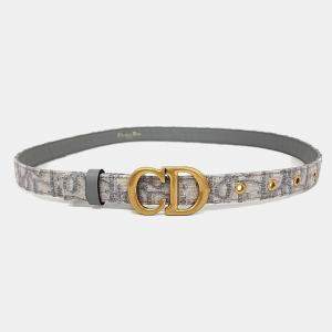 Pre Owned Dior Grey Oblique Saddle Belt