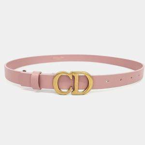 Pre Owned Dior Pink Leather Saddle Belt