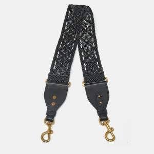 مملوكة مسبقًا حمالة حقيبة كتف ديور جلد مضفر أسود