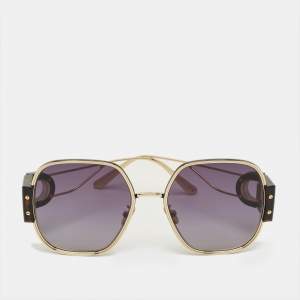 Pre Owned Dior Black/Gold Tone Montaigne S5U Square Sunglasses