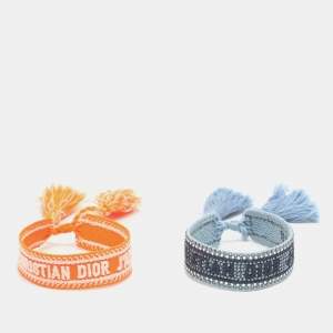 Pre Owned Dior Blue/Orange J'Adior Fabric Friendship Bracelet Set
