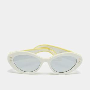 Pre Owned Dior White/Yellow Mirrored DiorPacific B1U 95A4 Cat Eye Sunglasses