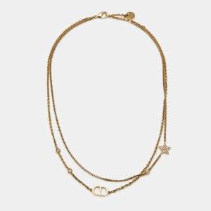 Pre Owned Dior CD Crystals Star Gold Tone Necklace