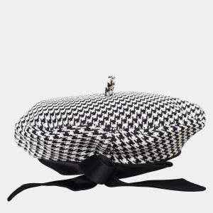 Pre Owned Dior Arty Beret Houndstooth Cap