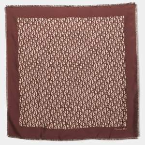 مملوكة مسبقًا وشاح كريستيان ديور حرير ثنائي اللون أبليك