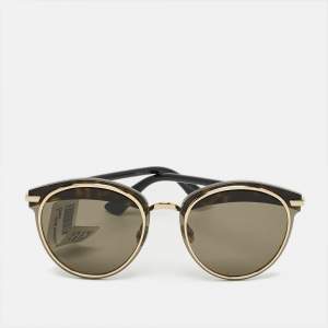 Pre Owned Dior Black/Brown Off Set 5812M Round Sunglasses