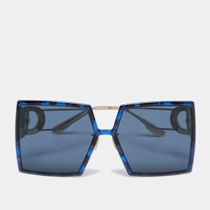 Pre Owned Dior Blue/Gold Tone JBWA9 30Montaigne Oversized Sunglasses