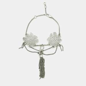 Pre Owned Dior Floral Crystals Silver Tone Bracelet