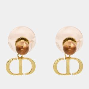 Pre Owned Dior Tribales Resin Gold Tone Earrings