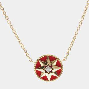 Pre Owned Christian Dior Rose des Vents 18k Rose Gold Diamond Carnelian Necklace