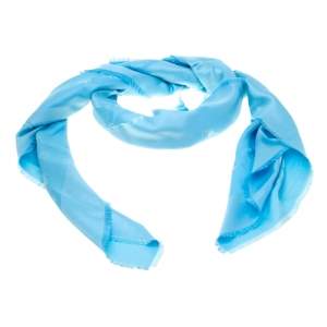 مملوكة مسبقًا شال ديور أزرق حرير وجاكار سو ديور بشراشيب