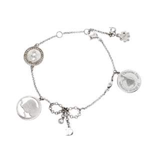 مملوكة مسبقًا Dior Button Bow Crystal Silver Tone Charm Bracelet