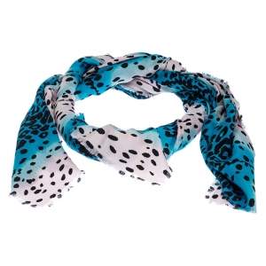 مملوكة مسبقًا Dior Blue and Pink Leopard Spot Silk Blend Jacquard Scarf