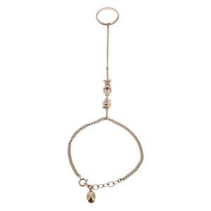 مملوكة مسبقًا Dior Rose Gold Tone Crystal Embellished Logo Hand Jewelry