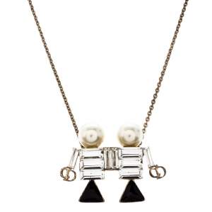 Dior Tell Me Dior Gemini Faux Pear Gold Tone Pendant Necklace 