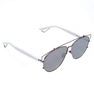 مملوكة مسبقًا Dior Rose Gold and White/ Silver Mirrored DiorTechnologic Aviator Sunglasses