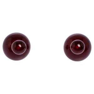 Pre Owned Dior Mise en Dior Tribales Red Resin Gold Tone Stud Earrings