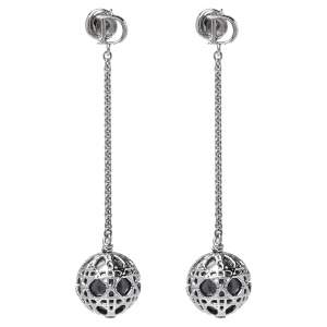 Pre Owned Dior Silver Tone Cannage Drop Earrings