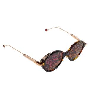 مملوكة مسبقًا Dior Gold Havana / Pink Mirror Leaf DiorUmbrage Round Sunglasses